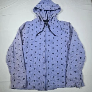 Giacca Denim & Co Felpa con Cappuccio Ricamata Fiocchi di Neve Leggera Grande Cabincore - Foto 1 di 16