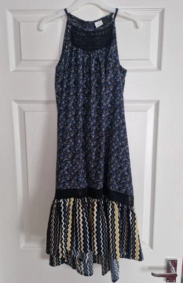 Next Girls Navy Floral Maxi Dress Age 8 Years. Excellent Condition - Image 1 of 4