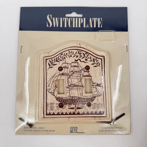 Vtg FIGI Seafarer Double Light Switchplate Nautical Sailing Ship Hand Painted - Picture 1 of 8