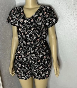 Old Navy Romper Womens Small  Black Floral Flowers - Bild 1 von 7