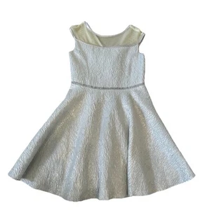 Un Deux Trois Collection Silver Jacquard Occasion Party Bar Mitzvah Dress Age 10 - Picture 1 of 20