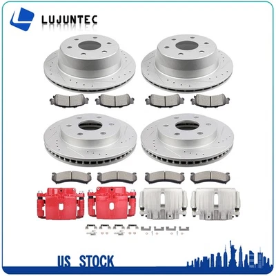 Front Rear Brake Rotors Calipers Ceramic Pads Kit For Chevrolet Silverado 1500 - Изображение 1 из 4