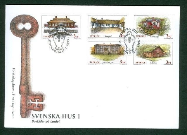Sweden  FDC 1995 Cachet  Swedish Houses I.  Engraver M.  Morck - P. Naszarkowski - Image 1 of 1