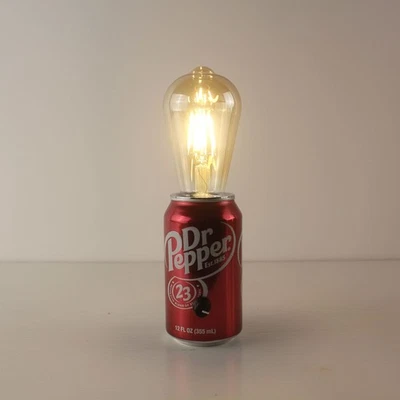 Оригинальная прикроватная лампа Dr Pepper на батарейках с банкой для газировки переработанная - Изображение 1 из 4