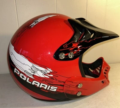 Polaris Dot Helmet Off-road Medium ATV & Snowmobile Helmet Red Black - Image 1 of 4