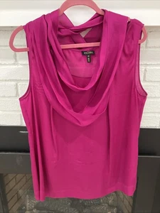 Escada Size 46 Magenta Pink 100% Silk Sleeveless Top Blouse Tunic With Scarf - Picture 1 of 10
