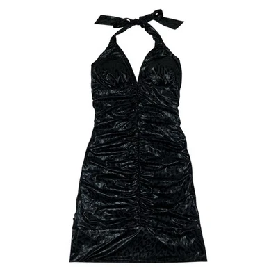 Mini Vestido Halter Vintage Años 90 Y2K Tabú Leopardo Estampado Gato Bodycon Hecho en EE. UU. Talla S Foto 1 de 4