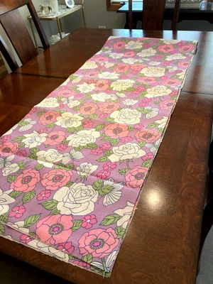 Flower Power Retro Hippie 70er Jahre Stoff Vintage Material lila rosa Schmetterling 3 Yard - Bild 1 von 4