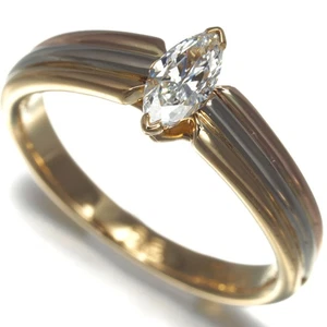 Auth Cartier Ring Diamond 0.3ct Solitaire 3color EU52 18K YG/WG/RG - Picture 1 of 5