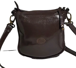 Roots Canada Leder Umhängetasche 8" braun Vintage neu lackiert verstellbarer Riemen Tasche - Bild 1 von 24