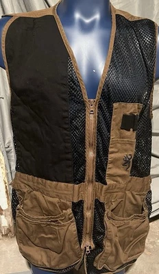 Browning Mesh Shooting Vest Men’s XL Brown Black Hunting Clay Trap Skeet Pockets - Image 1 of 4