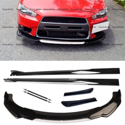 For Mitsubishi LANCER Black White Front Bumper Lip Spoiler 86" Side Skirt Foto 1 de 4