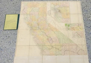 1900's CALIFORNIA SAN FRANCISCO LA  RAILROAD MAP - Book w/fabric Fold Out Map - Picture 1 of 4