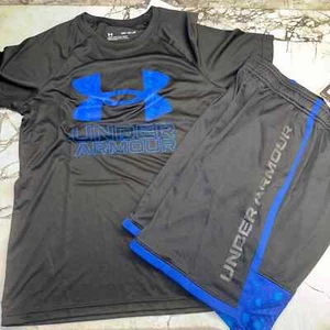 Under Armour Boys Youth Medium (10/12) Outfit Set Blue Black Logo - Picture 1 of 1