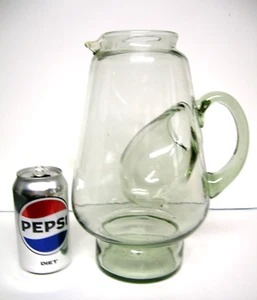 Antique Hand-blown Clear Glass Pitcher with RARE ICE CHAMBER 11" T Air Bubbles - Picture 1 of 8
