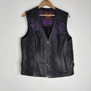 Milwaukee Leather Women's Vest Tribal Embroidery Size XL Eagle Patch Snap NWOT - Picture 1 of 6