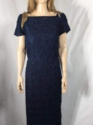 女式全新无标签 J S 系列钩针编织短袖立柱成长连衣裙 8 码 — 第 1/4 张图片