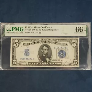 1934 Series $5 US Silver Certificate (Fr.1650) PMG 66EPQ - Free Shipping USA - Picture 1 of 8