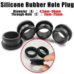 Black Hole Plug End Cap Round Silicone Rubber Blanking Seal Bung Dia 4.5mm-30mm - Picture 1 of 8