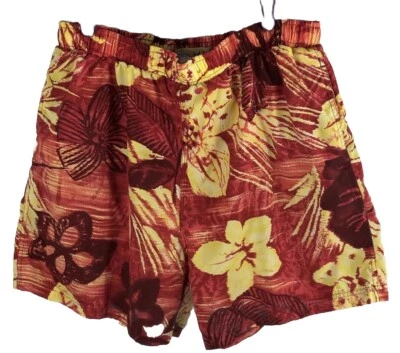 JAMS WORLD Shorts Kuta Red Large Surf Line Red Yellow Trunks Hawaii MADE IN USA - Image 1 of 4