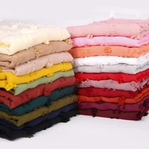 Flocked Bubble Chiffon Scarf Breathable Hijab For Muslim Women Dopata Head... - Picture 1 of 10