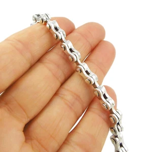 Motorrad Kette 925 Sterling Silber schwer gepunzt Fahrrad Fahrrad Armband - Bild 1 von 6