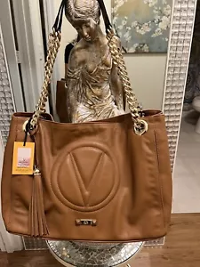 Valentino Handbag by Mario Valentino: VERRA VA 3630 BROWN LEATHER & GOLD NWT - Picture 1 of 15