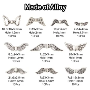 100Pcs Tibetan Style Fairy Wing Beads Silver Spacer Beads for Bracelet Necklace - Picture 1 of 4