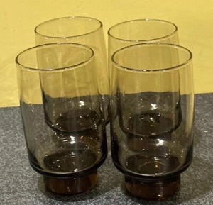 Vintage Libbey Tawny Tumbler Glasses Set Of 2 Smoked Glass 16oz - Picture 1 of 6
