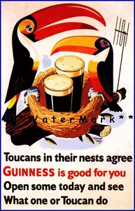 One Or Toucan Can Do Guinness Vintage Poster Print Toucan Birds Advertisement - Picture 1 of 4