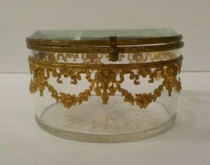 French Art Nouveau Crystal Dresser Box, Gilt Bronze Ormolu, c. 1890 - Picture 1 of 10