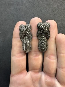 25.7g VTG Judith Jack Sterling Silver 925 Marcasite Drop Earrings Jewelry lot H - Picture 1 of 7