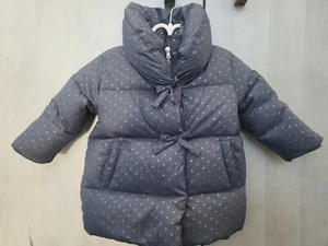 ZARA BABY 12-18 MONTHS BLUE PUFFER JACKET LITTLE GOLD DOTS ZIP UP NECK COLLAR - Picture 1 of 7