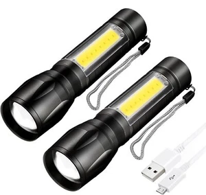 2er-Pack LED Wiederaufladbare Zoom Taschenlampe Lampe Super Helle Taktische Taschenlampe - Bild 1 von 13