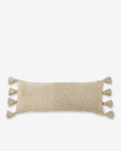 NEW $120 Sunday Citizen Braided Pom Pom Lumbar Pillow Sahara Tan - Picture 1 of 9