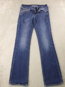 American Eagle Jeans Womens Size 2 Slim Boot Low Rise Medium Blue Wash Stretch - Picture 1 of 15