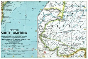 1962-9 September Vintage Map EASTERN SOUTH AMERICA National Geographic (590) - Picture 1 of 6