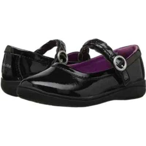NEW Stride Rite Baby Brielle Black Patent Leather Braided Mary Jane Ballet Flat - Picture 1 of 6