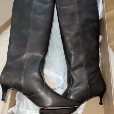 Steve Madden LANDER BROWN DISTRESSED  kitten heel boot size 7 knee high - Image 1 of 4