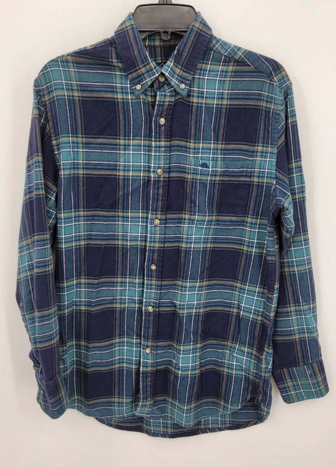 Camisa Arnold Palmer Para Hombre Pequeña Verde Azul Franela a Cuadros Manga Larga Con Botones Foto 1 de 4