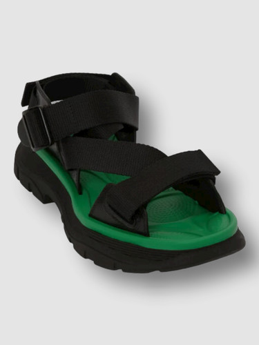 $690 Alexander McQueen scarpa sandalo donna nero con cinturino battistrada taglia EU 40 US 10