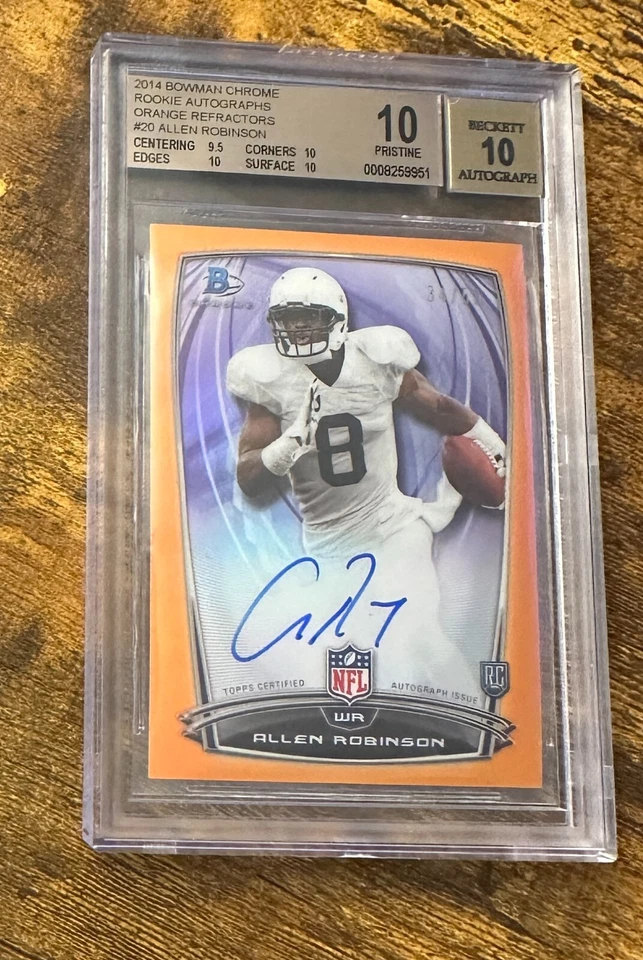 2014 Bowman Chrome Orange Refractor RC Auto Allen Robinson /50 BGS 10/10 X3345 - Image 1 of 2