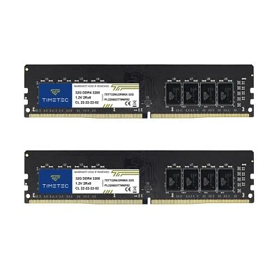 Timetec 64GB KIT(2x32GB) DDR4 3200MHz (or 2933MHz or 2666MHz) PC4-25600 Non-X... - Image 1 of 4
