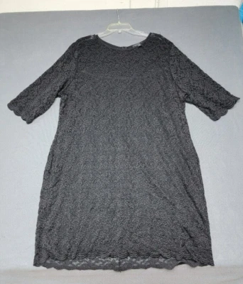 COLLECTION~DRESSBARN~ Woman's 24 Stretch Lace Overlay Lined Dress BLACK - Image 1 of 4