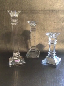 Marquis By Waterford Treviso Set Of 3 Crystal Candlesticks Holders - NWOB - Chip - Picture 1 of 11