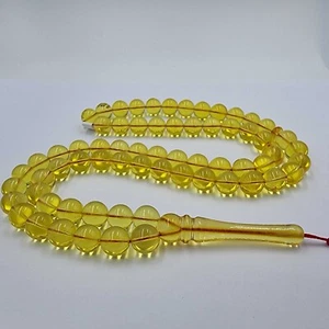 Transparent Amber Round Shape 10 mm Islamic Prayer Beads 66 - Picture 1 of 2