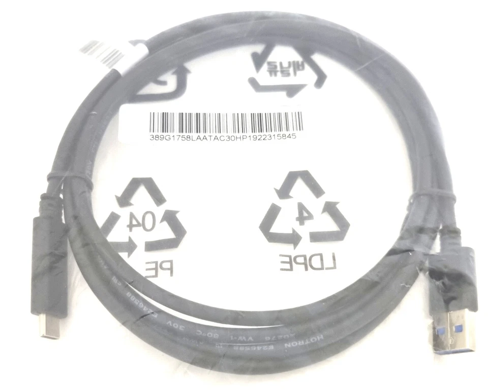 HP 914121-001 USB 3 to Type C Data Transfer Cable 1.8m PC Tablet Laptop Phone - Image 1 of 3