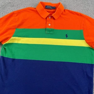 Polo Ralph Lauren Polo Shirt Mens Large Colorblock Stripe Custom Fit Pique - Picture 1 of 9