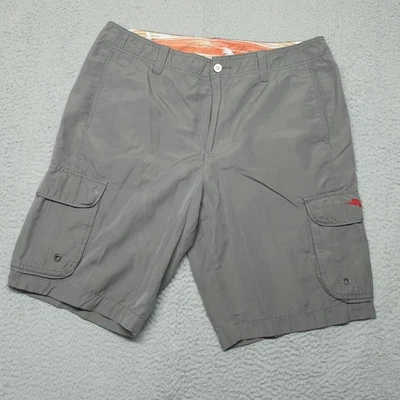 Pantalones Cortos Tommy Bahama Relax Carga Para Hombre Talla 34 Gris Bolsillos Traseros con Solapa Logo Exterior Foto 1 de 4
