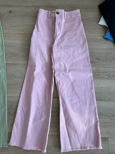 Billabong Free Fall High-Waist Pants Pink Size 25 Stretch Wide Leg - Picture 1 of 4